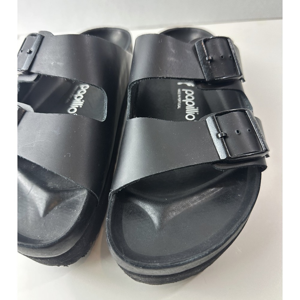 Birkenstock Papillio Arizona Flex Platform Sandals 2 Strap Buckle Black 40 L9 M7 - Picture 5 of 16